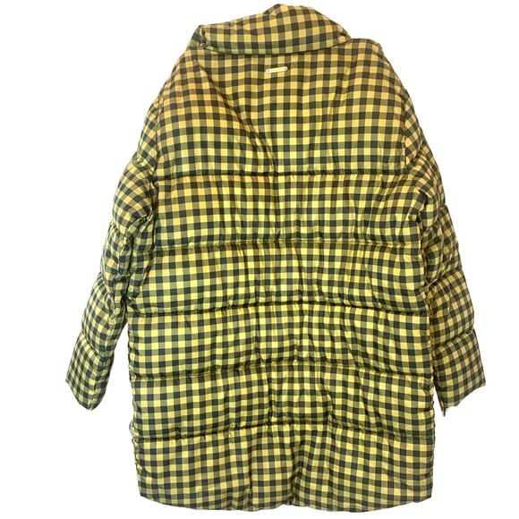 Rebecca Minkoff Puffer Jacket Coat Large Khski Black Tan Gingham Preppy NWOT - Picture 2 of 12